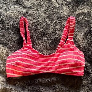 Pink and White Striped Bikini Top